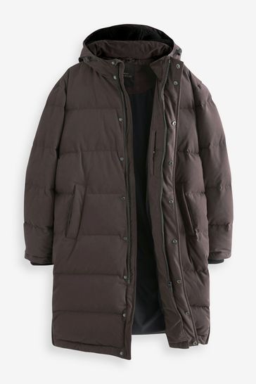 Buy Black Signature Down Italian Wool Blend Longline Puffer Coat from Next Ireland