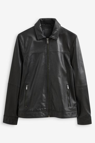 Blazer with leather collar shop