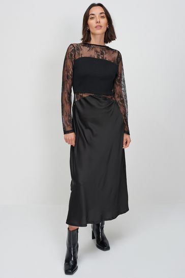 Black lace midi dress new arrivals