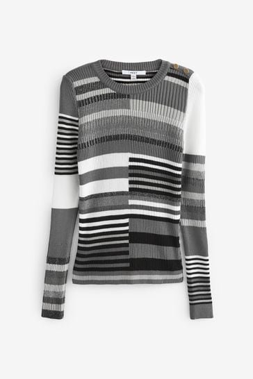 Grey and sales white striped jumper