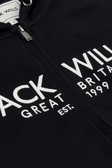 Jack wills black zip hoodie sales