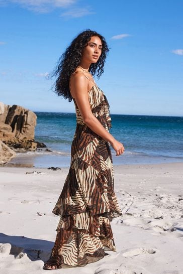 Animal print deals frill dress