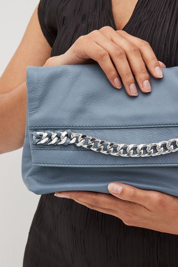 Blue deals leather clutch