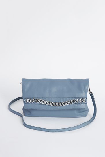 Blue top leather clutch