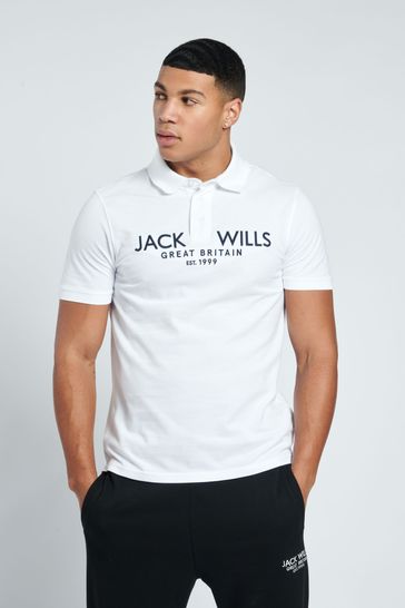 Jack Wills Pique Fehér Póló trikók