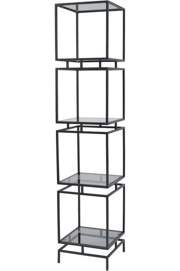 Black glass deals shelving unit