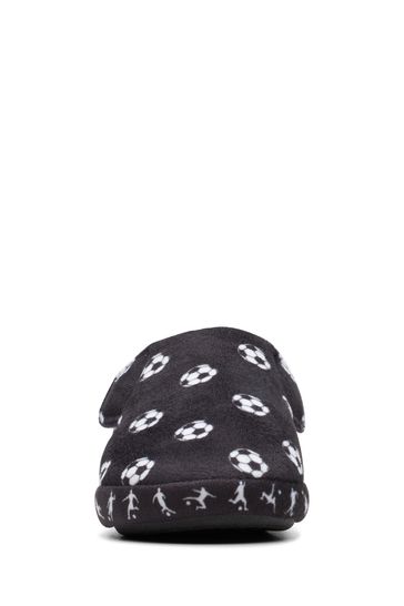 Clarks Black F Fit Fluffy Goal Toddler Slippers
