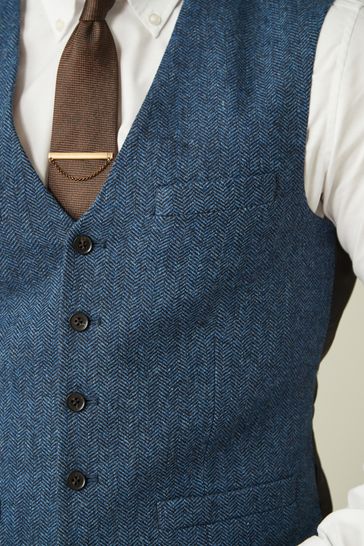 Blue herringbone waistcoat on sale