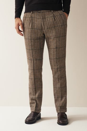 Buy Brown Slim Wool Content Check Suit Trousers from Next Germany