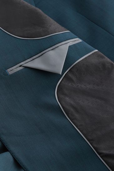 Teal Blue Slim Fit Wool Blend Suit Jacket