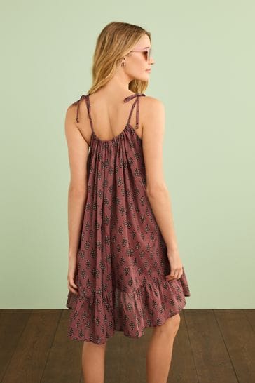 Buy Blush Pink Tie Detail Halter Cotton Summer Dress from Next