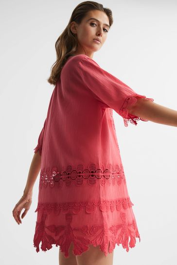 Reiss coral lace dress on sale