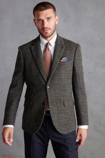 Dark Grey Check Signature Harris Tweed British Wool Blazer