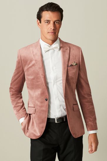 Pink Slim Velvet Blazer