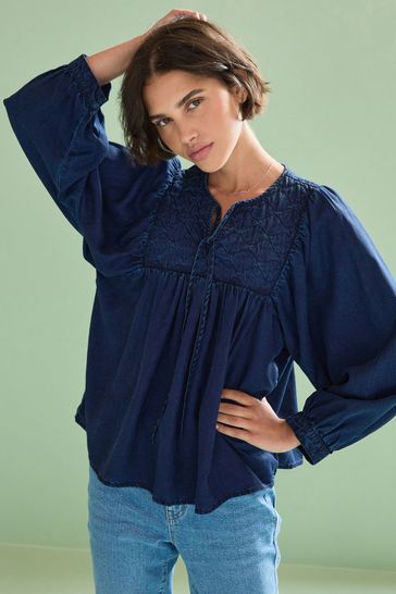 Buy Denim Dark Blue Quilted Smock Blouse from Next Germany
