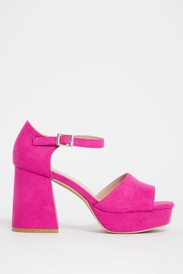 Simply Be Pink Fuschia extra wide fit Closed Back Platform Heeled Sandals