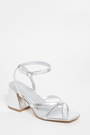 Simply Be Silver Extra Wide Fit Tubular Strappy Sandals
