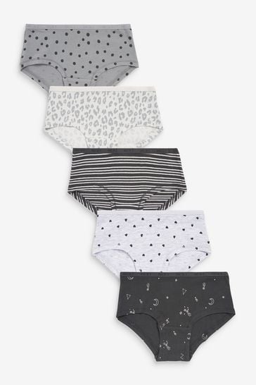 Grey Hearts Hipster Briefs 5 Pack (2-16yrs)