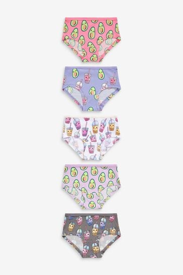 Pink/Grey Avocado Hipster Briefs 5 Pack (2-16yrs)