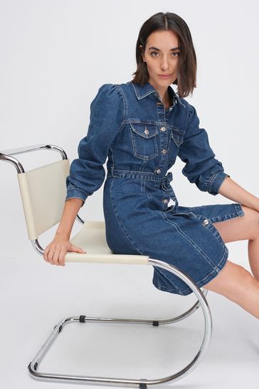 Buy Mid Blue Denim Shirt Dress from Next Luxembourg