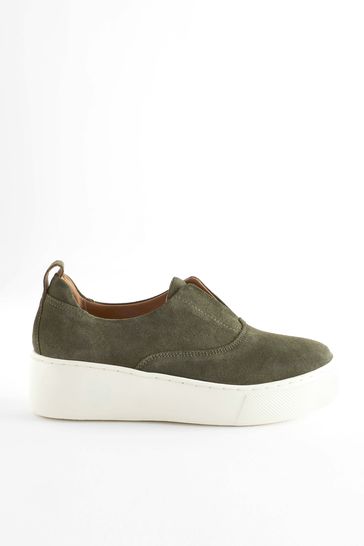 Khaki top platform trainers