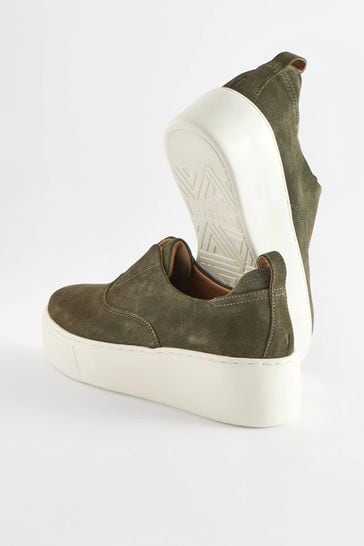 Khaki best sale platform trainers