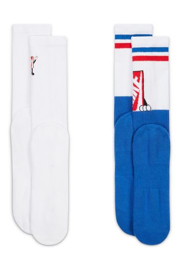 Buy Nike Blue White Everyday Plus Cushioned Crew Socks from Next