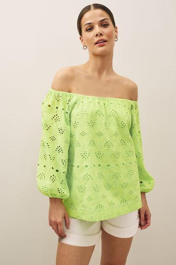 Lime green off the shoulder top sales