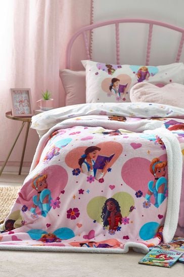 Buy Pink Princess Teddy Disney Fleece Throw from Next Luxembourg