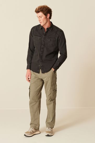 Buy Black Denim Twin Pocket Long Sleeve Shirt from Next Estonia