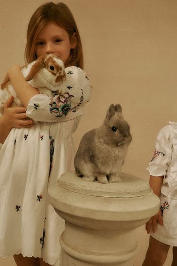 Buy River Island White Girls Kind Society Embroidered Smock Dress from Next Luxembourg