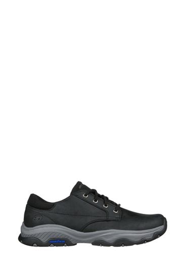 Skechers mens cheap black leather trainers