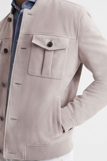 Mens slim on sale fit suede jacket