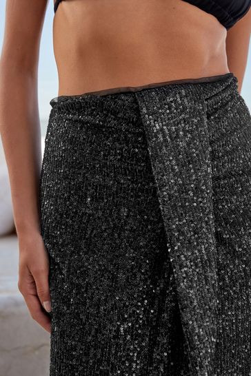 Black sequin best sale midi skirt uk