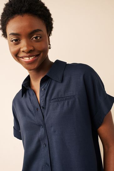 Blue short shop sleeve shirt womens