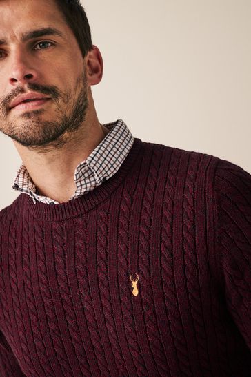 Buy Red Cable Regular Mock Shirt Knitted Crew Jumper from Next Luxembourg