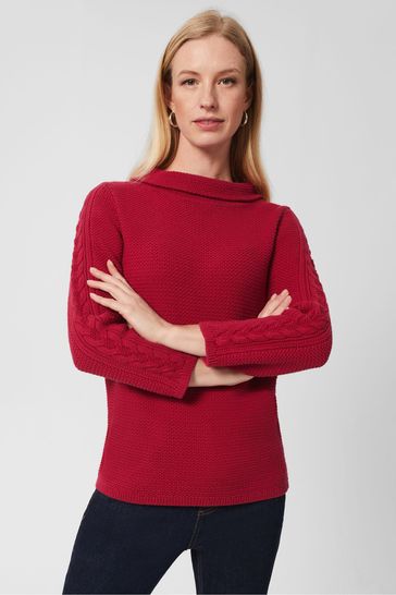 Hobbs Red Camilla Cable Jumper