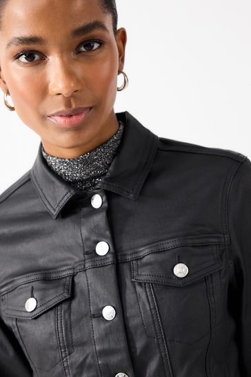 Coated denim jacket deals