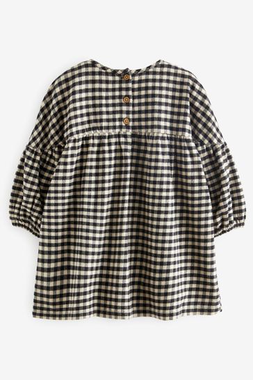 Black white gingham dress top