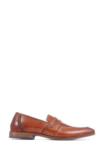Pavers Brown Wide Fit Leather Penny Loafers
