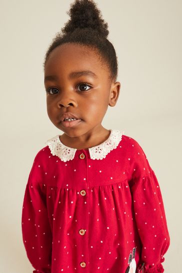 Red dress with lace sales collar