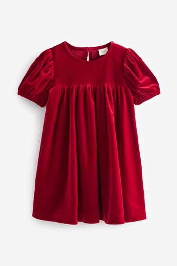 Buy Red Velvet Puff Sleeve Party Dress 3mths 10yrs from Next Luxembourg