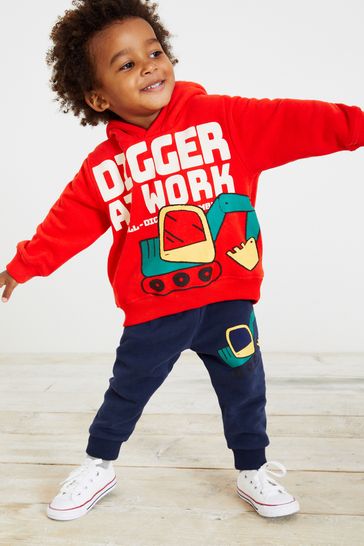 Red Digger Character Hoodie And Joggers Set (3mths-7yrs)