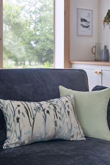 Duck egg blue velvet cushions top