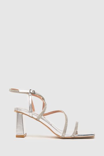 Buy Schuh Silver Shelby Embellished Block Sandals from Next Luxembourg