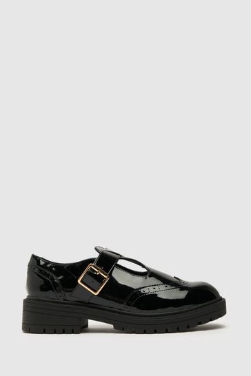 Black patent t bar flat deals shoes