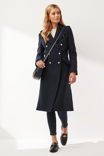 Barbour Navy Inverraray Double Breasted Wool Coat