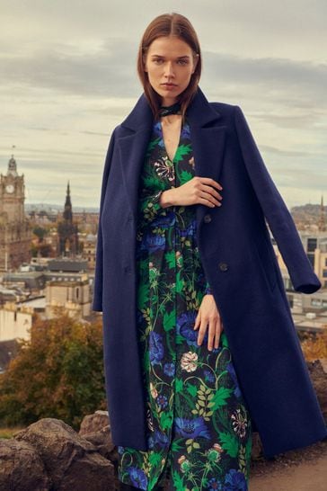 Barbour wool coat navy sale