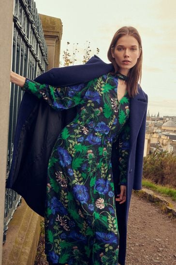 Barbour wool coat Blue hotsell