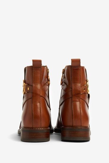 Barbour Brown Warwick Strap Detail Ankle Boots